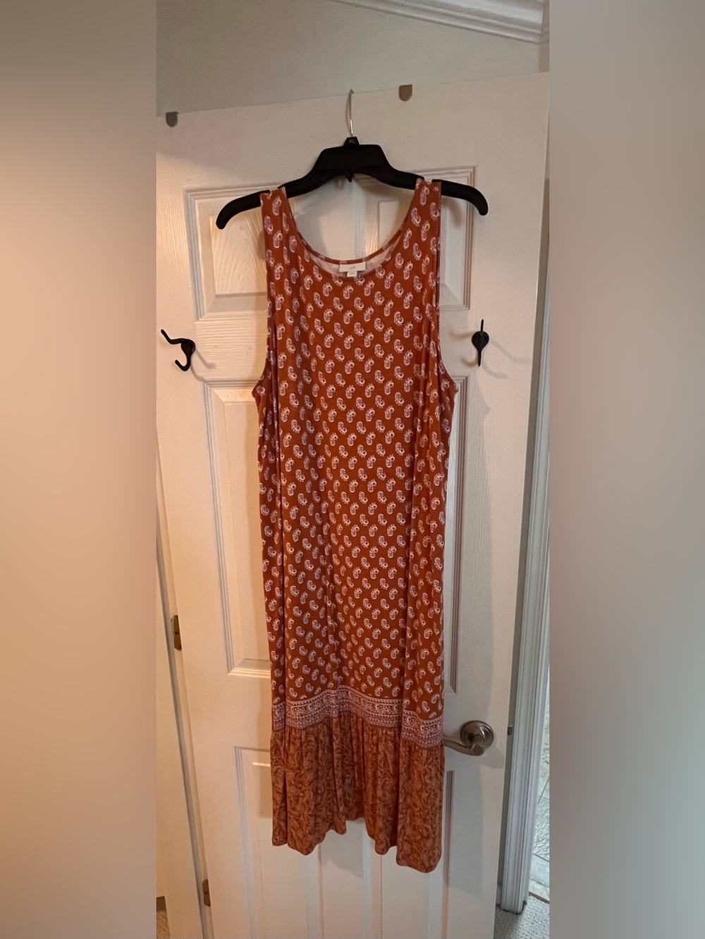 J Jill Rust Paisley-Print Sleeveless Midi Dress